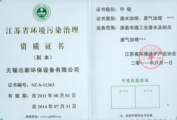 污水證書